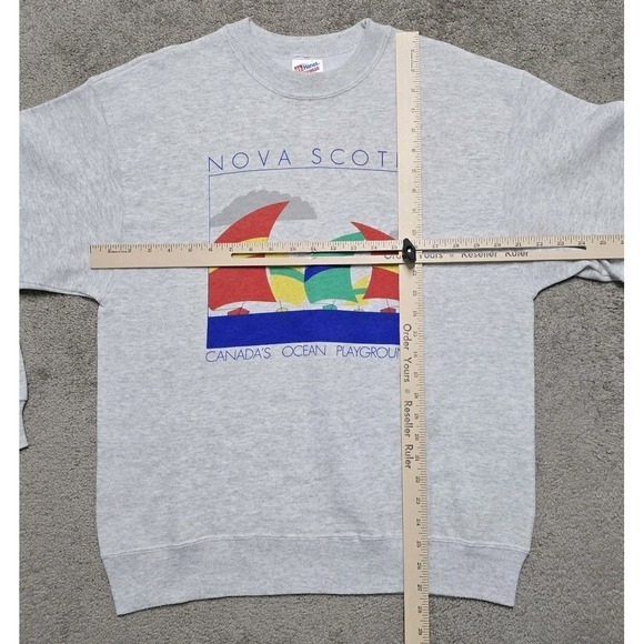 VTG 80s Nova Scotia Canada Nautical Sailboad Graphic Crewneck Sweatshirt Mens L - Picture 10 of 14